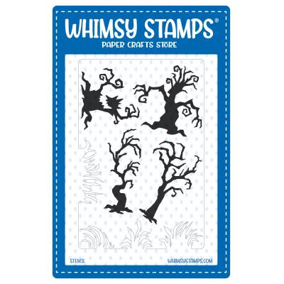 Whimsy Stamps Stencil - Halloween Trees and Grasses